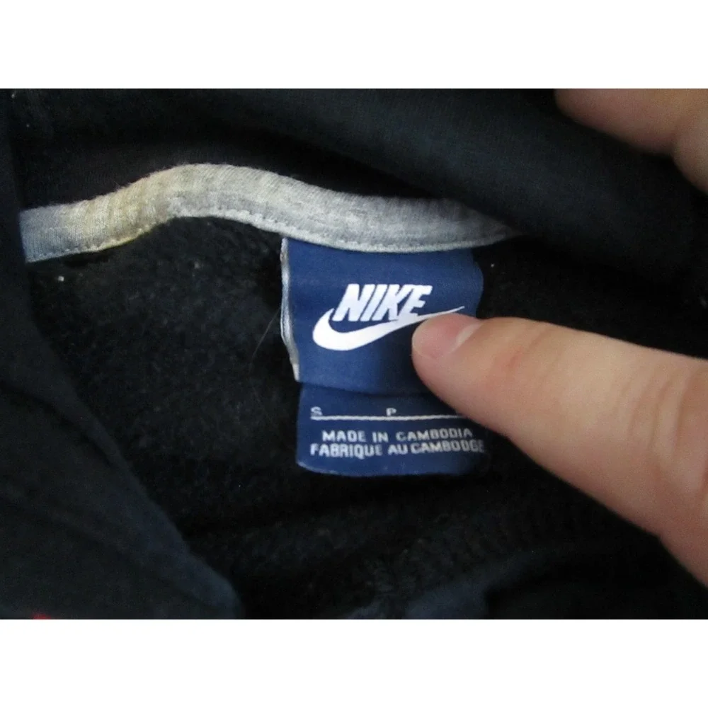 Y2K Nike Hoodie Mens Small Black Athletic Performance Pullover Vintage